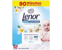 Lenor Sensitive Waspoeder – 4,95 kg – 90 Wasbeurten – Snel Oplosbaar – Voor Gevoelige Huid
