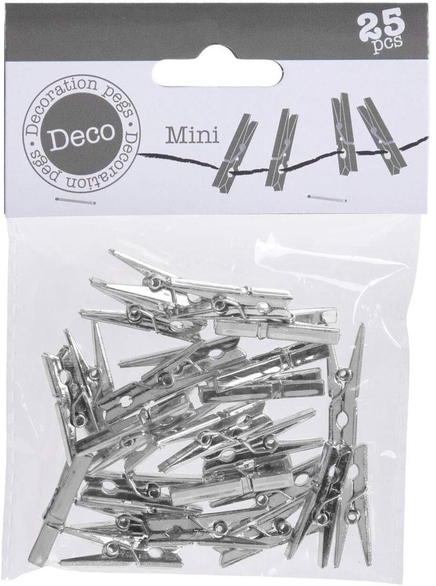 Dailygoods- Wasknijpers Mini 30 mm - Cadeauknijpers - Fotoklemmen - Knutselklemmen - Decoratieklemmen - 25 Stuks Zilver Metallic - Klemmen — afbeelding 1
