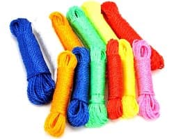 Nylon Kledinglijn - Waslijn Touw - Buiten Drogen - Weerbestendig Verstevigd - 8x 10 Meter - Willekeurig