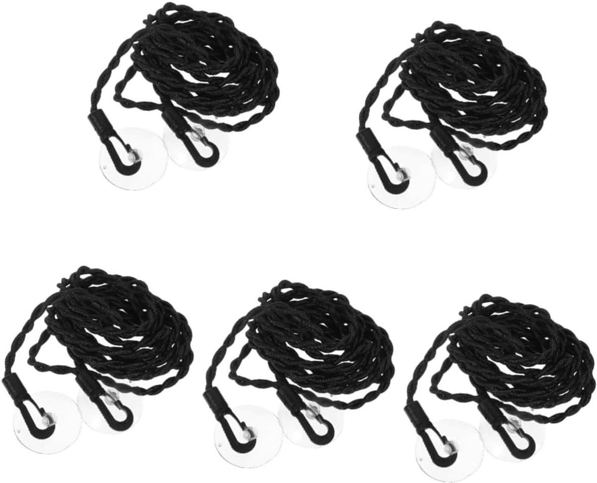 Waslijn Zuignap Haken - Kledinglijn Hanger - Kleding Drogen - Zuignap Bevestiging - 300 cm - Zwart — afbeelding 1
