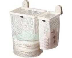 KZQ Wall-Mounted Laundry Basket With Suction Cups Foldable Carbon Steel Frame & Mesh Storage For Bathroom/Bedroom Organization Space Efficient Bathroom Clothes Bin