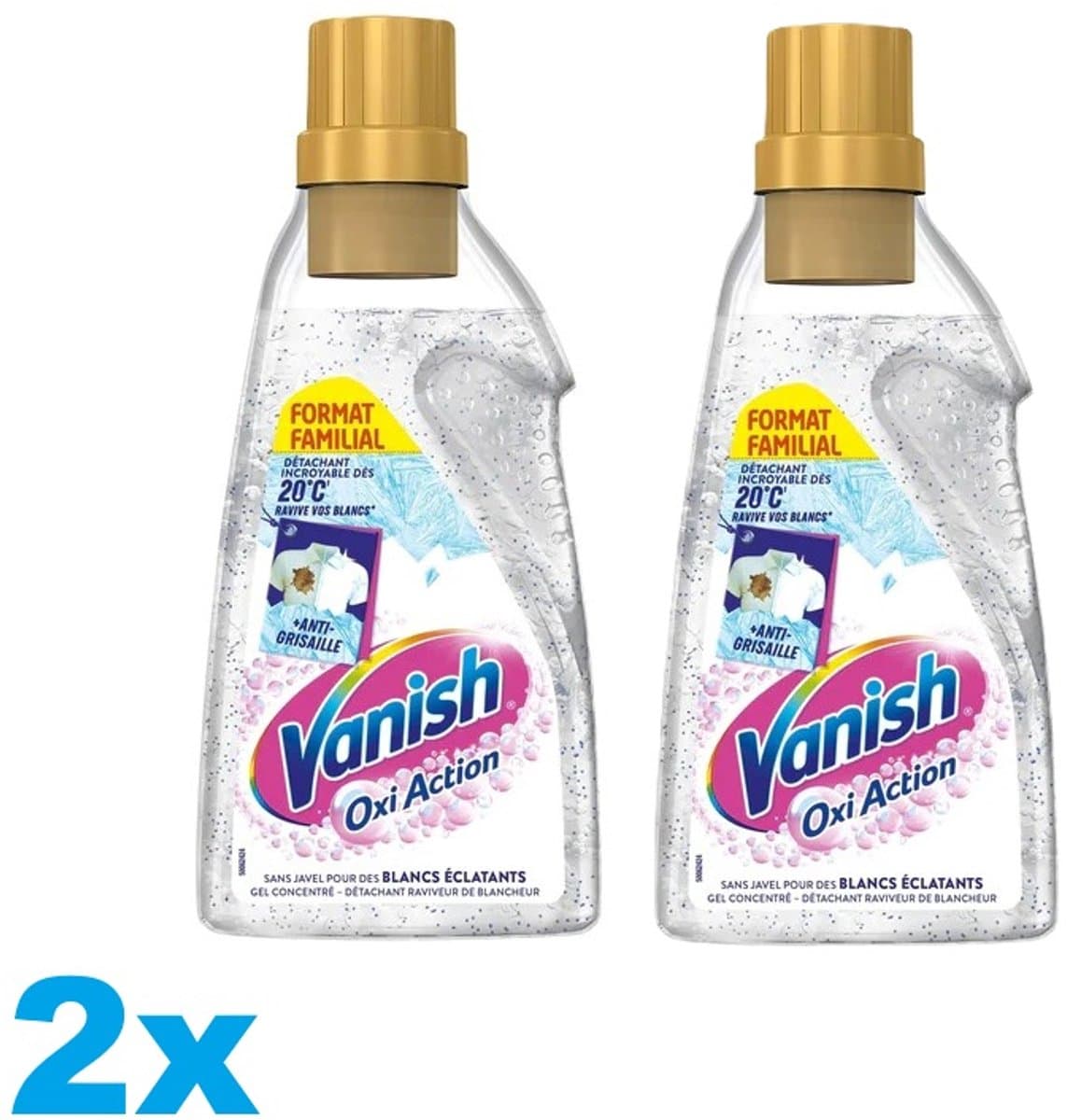 Vanish Oxi Action – 2 x 1400 ml – Vlekverwijderaar voor Witte Was – Stralend Wit — afbeelding 1