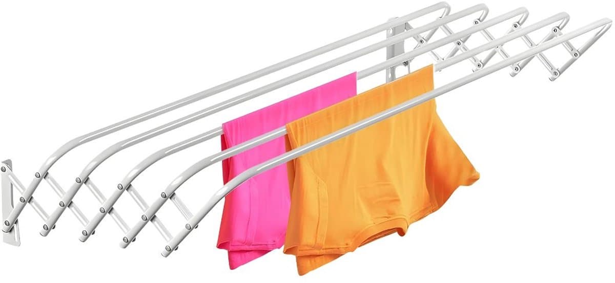 DnA® Wanddroogrek - Wanddroogrek Inklapbaar - Droogrek Muur - Wanddroogmolen - Wit - 45cm x 80cm x 18cm — afbeelding 1
