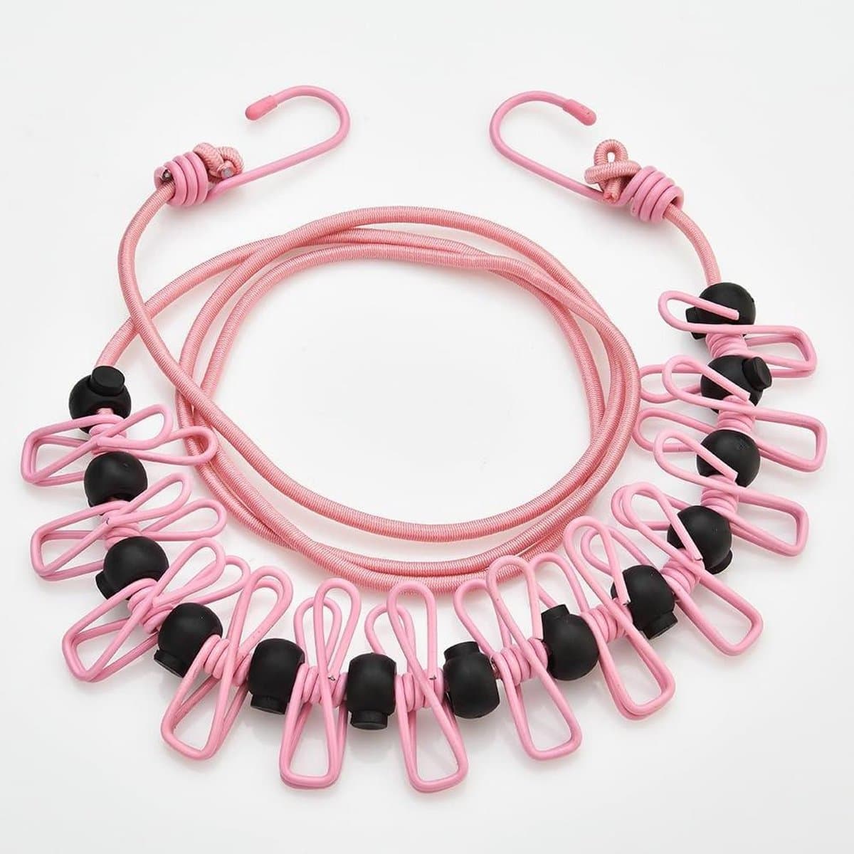 Draagbare Waslijn - Reis Waslijn - Kleding Drogen - Antislip Clips - 3.6 Meter - Roze — afbeelding 1