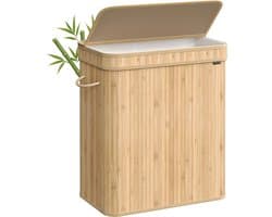 SONGMICS - Wasmand - Wassorteerder - Bamboe - Met Handgrepen - Uitneembare Waszak - 100L