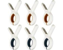 Kledinghangers Clips - Waslijn Klemmen - Kleding Drogen - Sterk En Stevig - 6 Stuks - Geel Blauw