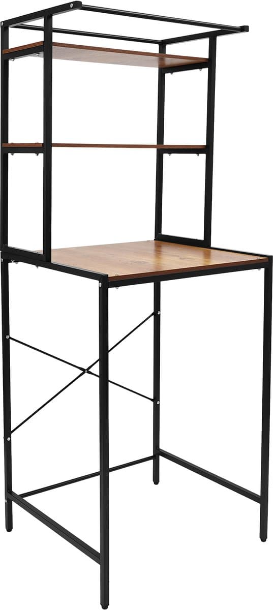 Velmio Wasmachine Kast - Was/Drogerkast - Wasmachine Rek - 3 Laags - Bruin/Zwart - Opbergrek Boven Wasmachine - 60×69×176,5 cm — afbeelding 1
