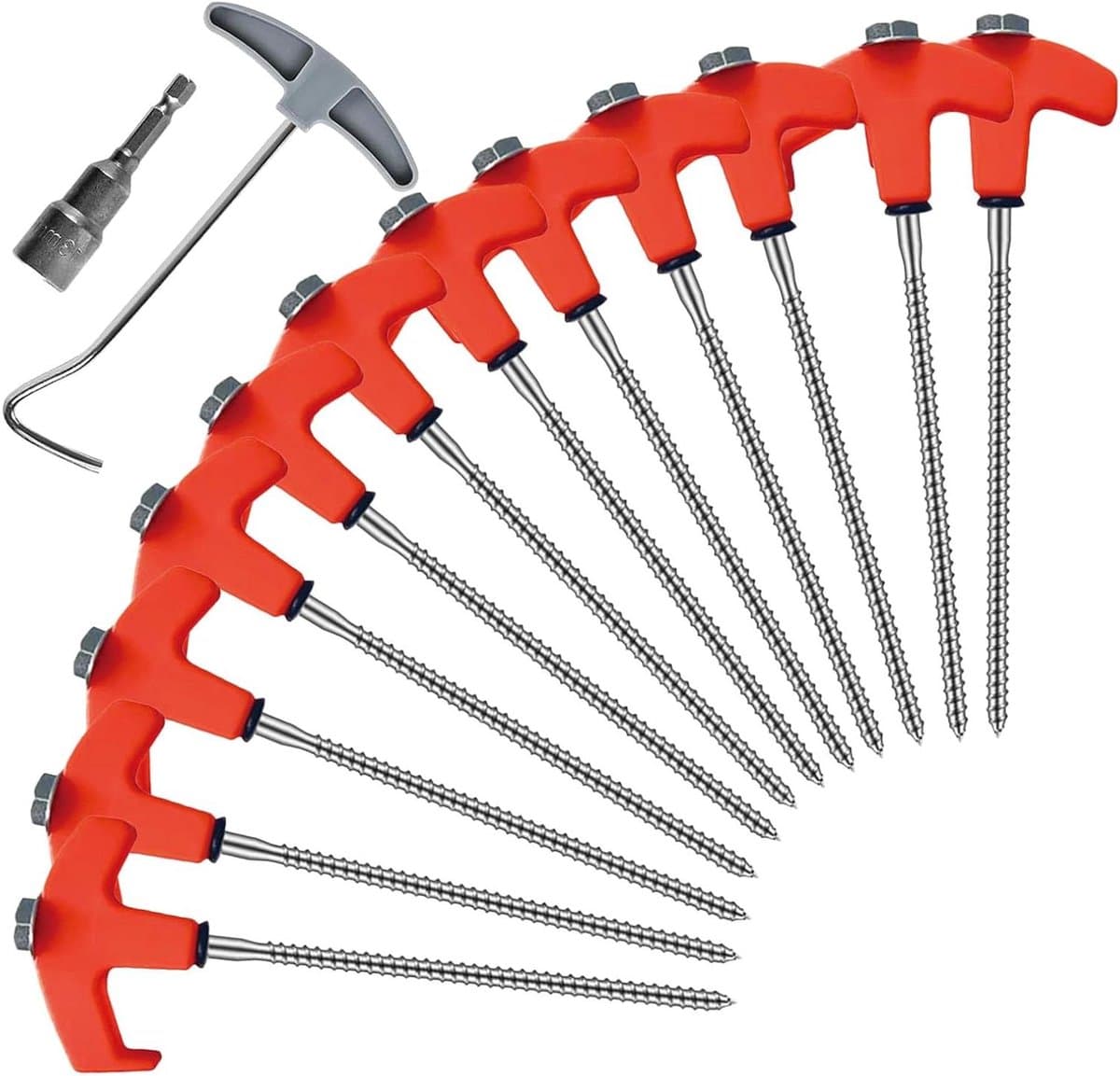 Grondhaken Dekzeilen - Outdoorharingen - Stabiele Bevestiging - Zelfoplichtende Coating - 27 cm - Grijs — afbeelding 1
