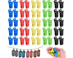 Sokkenklemmen - Wasgoed clips - Sorteren van wasgoed - Veelzijdig inzetbaar - 100 stuks - Kleurrijk