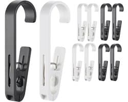 Grote Was Knijpers - Hanger Clips - Opbergen en Ophangen - Haak en Klem Functie - 10 Stuks - Zwart Wit