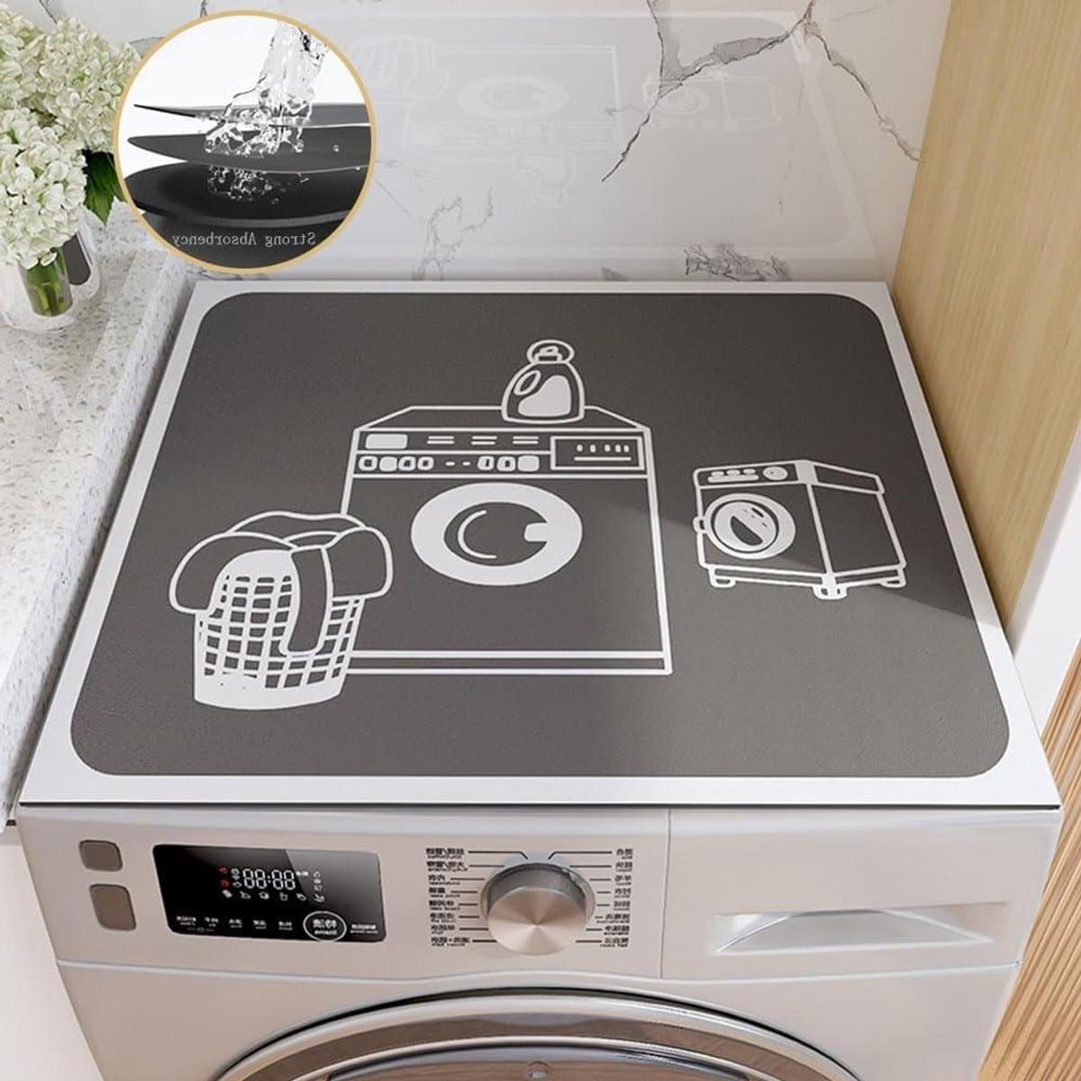 Beschermmat Wasmachine - Apparaatmat Droger - Apparaten Beschermen - Super Absorberend - 60 x 60 cm - Grijs — afbeelding 1