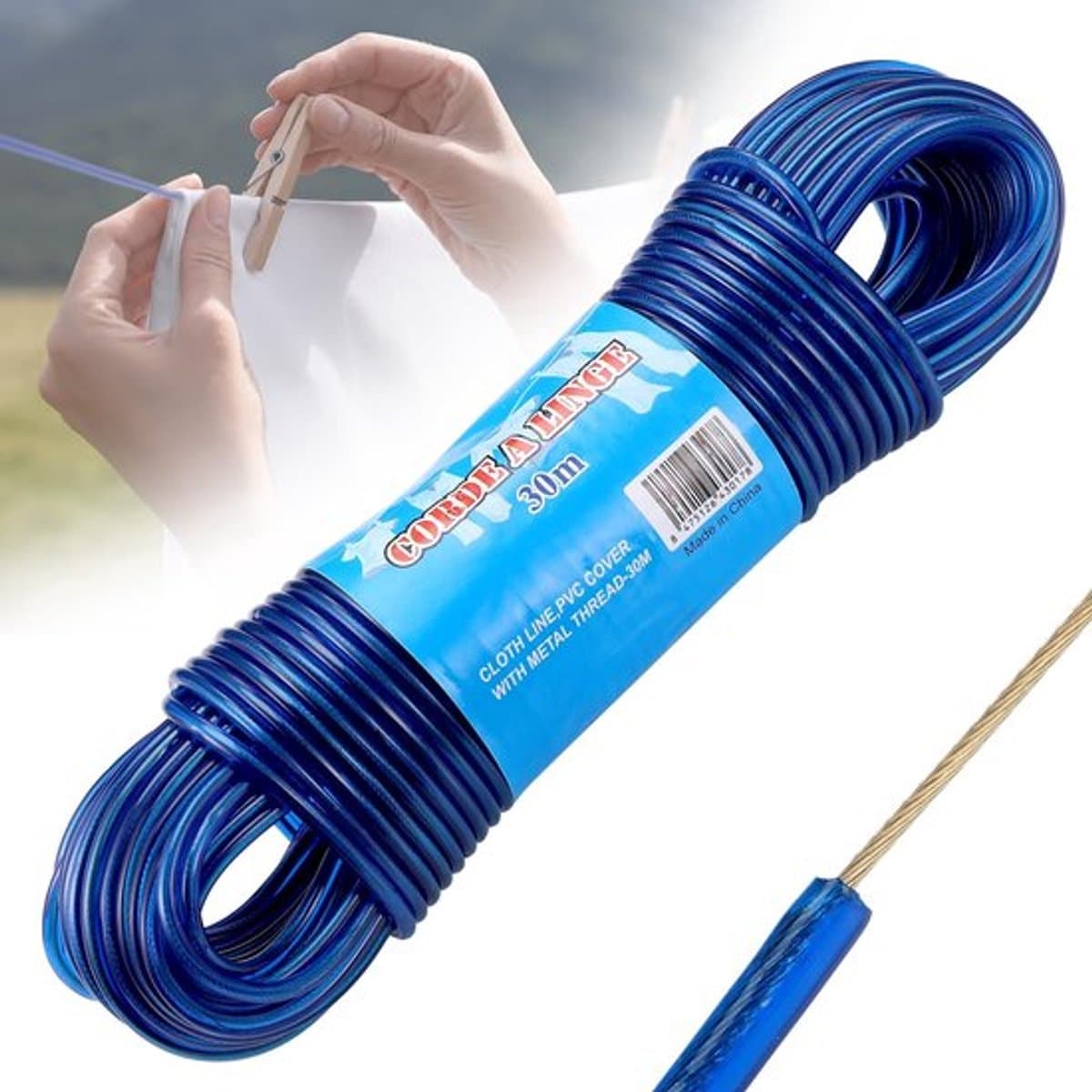 Allecto - Waslijn touw - Sterke kledinglijn - 30 meter lange waslijn — afbeelding 1