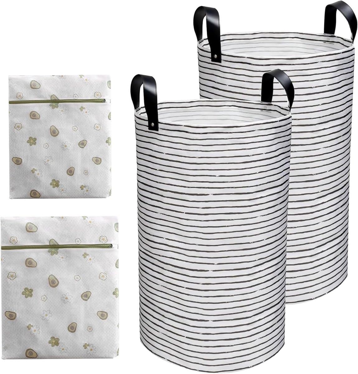 Vouwbare Wasmanden Set met 2 Waszakken, Waterdicht Canvas voor Kleding en Beddengoed, Ideaal voor Badkamer en Slaapkamer — afbeelding 1