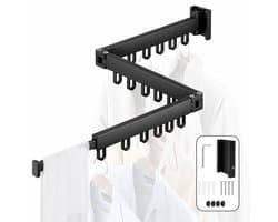 Purepeak Wasrek Deur - Droogrek Hangend - Inklapbaar - 3 Niveaus - 120 cm - 18 Haken - Waslijn Trapgat - Uittrekbaar — afbeelding 1