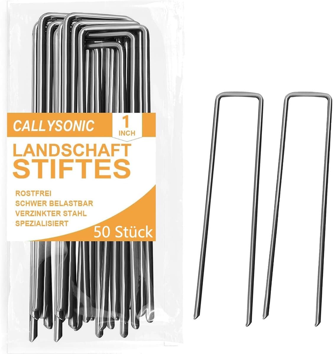 Dailygoods- Grondankers 50 Stuks - Roestvrij Staal - Haringen/Tentharingen - Voor Tuinvlies/Onkruidvlies - U-vormige Grondhaken - 150/200 mm x 40 mm x Ø 2,5 mm — afbeelding 1