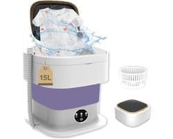 Dailygoods- Mini-wasmachine 15 liter - Draagbare wasmachine - Opvouwbare wasmachine - Centrifuge - Drie reinigingsmodi - Inclusief afvoermand