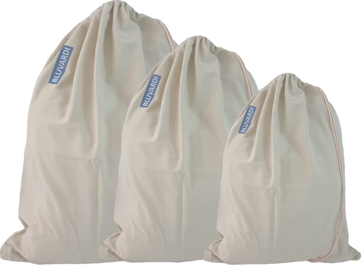 Bluvardi katoenen waszakken set van 3 stuks - heavy duty - licht beigegroen — afbeelding 1