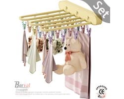 Borvat® - Droogrek - aan de muur gemonteerd - opvouwbaar kledingrek - afneembare clips - kledinghaak - waslijn - Geel - Set