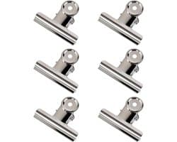 6 stuks bulldog clips grote, 75 mm multifunctionele clip, bulldog scharnierclips, grote metalen binderclips, zilver roestvrij staal, papierklemmen