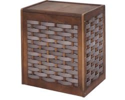 Wasmand MCW-G37, wasverzamelaar wassorteerder wasbox, massief houten shabby-look rieten 61x51x35cm ~ bruin