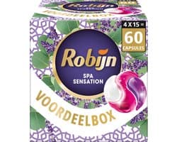 Robijn Wasmiddel - 3-in-1 Wascapsules - Color Spa Sensation - Wasmiddel Voordeelverpakking - 4 x 15 stuks - 60 Wasbeurten