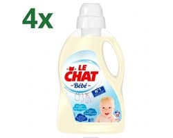 (4x) Le Chat Vloeibaar Wasmiddel Bébé – Hypoallergeen & Zacht voor Babyhuid – 32 Wasbeurten – 1440 ml – Voor Gevoelige Was
