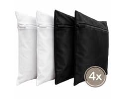 Waszakken Set van 4 – Zwart & Wit – 25x30 cm – Stevige Rits – Beschermt Kleding – Hoogwaardig Polyester - Wasmachine - Donker Wasgoed - georganiseerde bagage - huishoudaccessoires — afbeelding 1