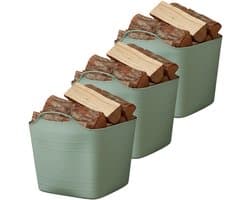 Excellent houseware flexibele kuip / emmer - 3x - groen - 25 l - kunststof - 40 x 35 cm - met handvatten — afbeelding 1