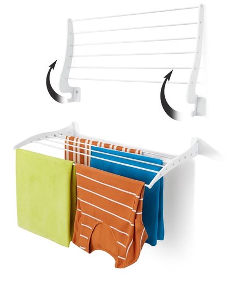 Premium Opklapbaar Wanddroogrek - RVS & Aluminium - 70x35 cm - Wit — afbeelding 1