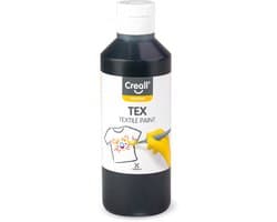 Creall Tex - Textiel- & Stoffenverf - Zwart - 250ml - Machine wasbaar na fixatie - Voor T-shirts, jeans, schoenen, stoffen tassen, meubels en auto-interieurs/hemelbekleding - Gemaakt in NL - Glutenvrij