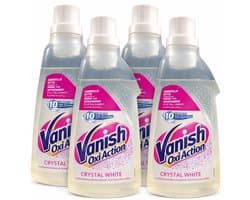 Vanish Oxi Action Crystal White Vlekverwijderaar – 4 x 1500 ml – Voordeelverpakking – Voor Witte Was – Krachtige Vlekverwijdering