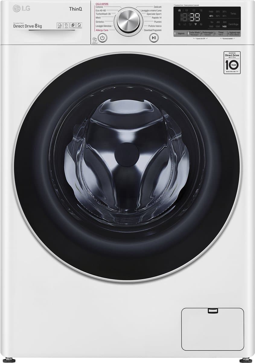 LG F4WV708S1E.ABWQWIS wasmachine Voorlader 8 kg 1360 RPM Wit — afbeelding 1