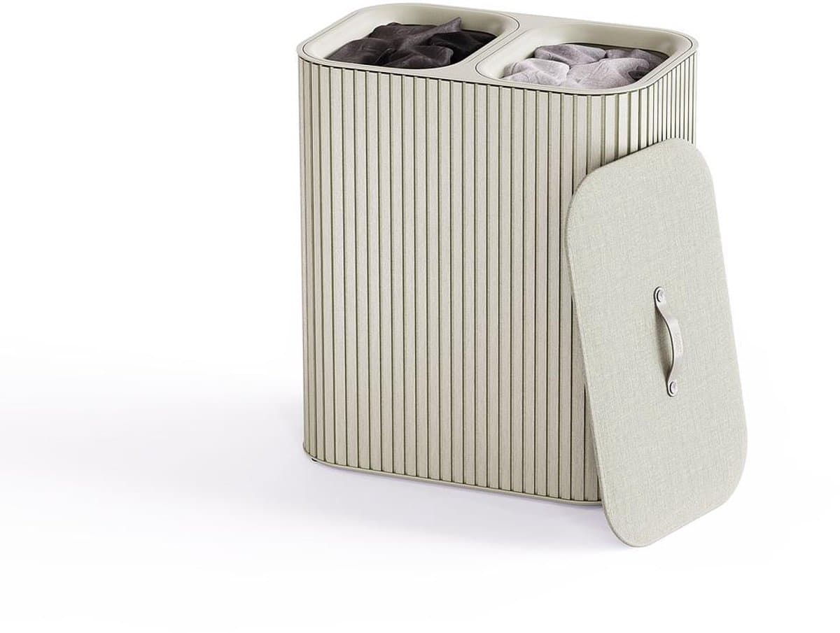 Joseph Joseph Tota Luxe 90L Wasmand Ecru, 2 compartimenten — afbeelding 1
