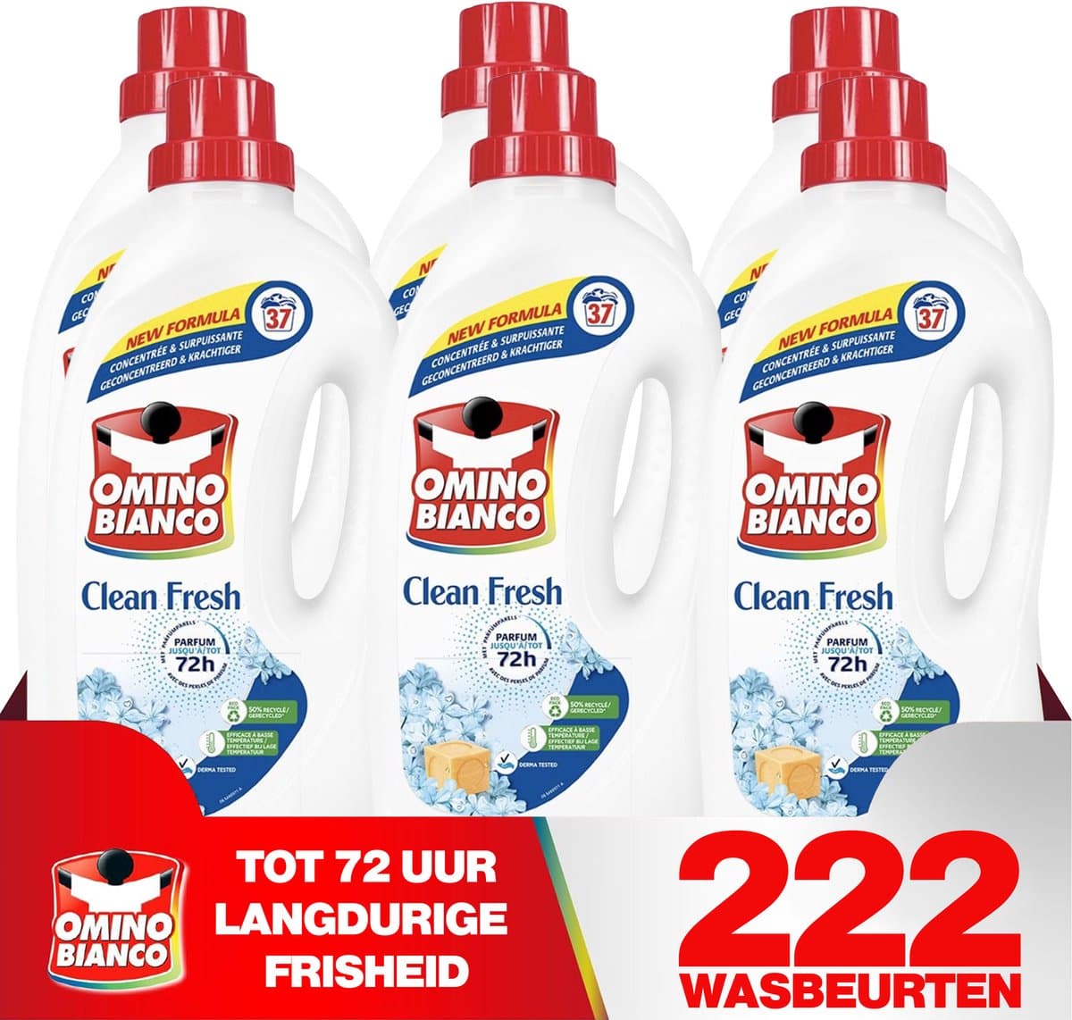 Omino Bianco Clean Fresh - Vloeibaar wasmiddel - Voor dagelijks gebruik - 6 x 1.48 L - Geconcentreerd — afbeelding 1