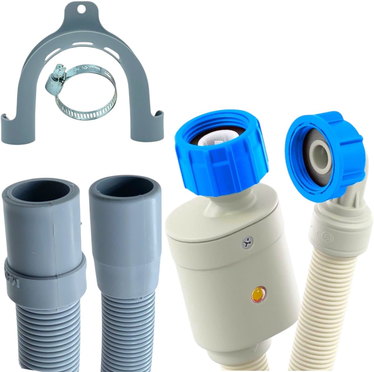 Fixem Aansluitset 1.5 Meter Toevoerslang met Waterslot en Afvoerslang 19x22 mm Geschikt voor Wasmachine en Vaatwasser met 3/4 Wartelaansluiting Aanvoerslang — afbeelding 1