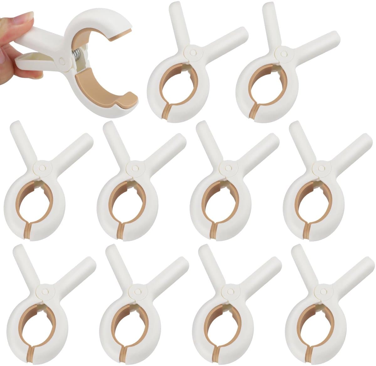 Set van 9 Grote Strandhanddoekclips – PP & Siliconen, Roestvrije Sterke Veren, Windbestendig, Brede Opening 4,5 cm – Voor Handdoeken, Dekens & Kleding — afbeelding 1