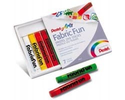 Pentel - Pastelkrijt voor Stoffen - 7 Kleuren - Veilig voor Kinderen - Geschikt voor Katoen, Zijde en Linnen