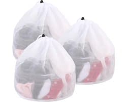 Netwaszakken - 3 Stuks - 40x50cm - Wasnet Waszak - met Trekkoord - Herbruikbare - Wasnetten voor Wasmachine - Wasnetten - Waszakjes - Kledingzakjes - Herbruikbare - Travel Organizer - Geschikt voor Babykleding, Bh's, Ondergoed, Sokken, Shirts - Wit — afbeelding 1