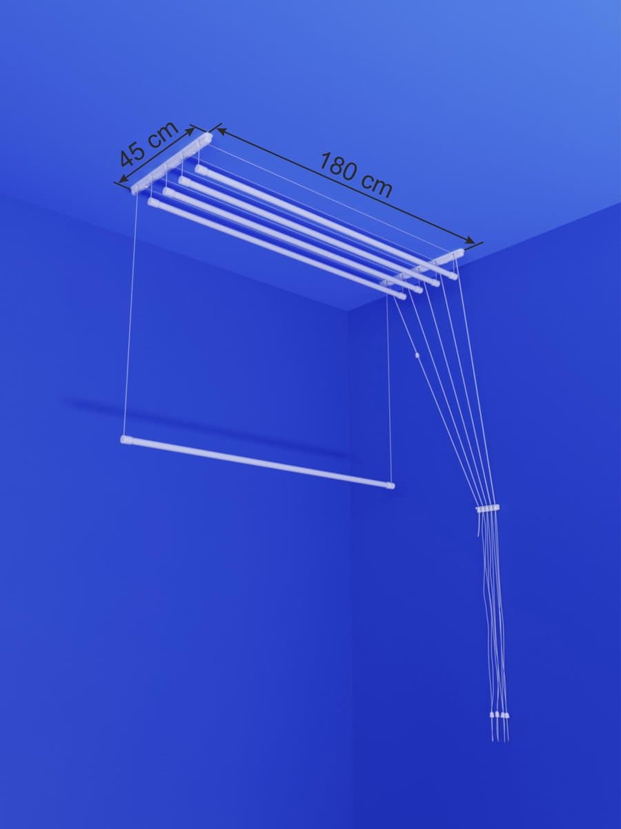 Heavy-duty Ruimtebesparend Plafond Droogrek - 5 stangen elk 180 cm lang — afbeelding 1