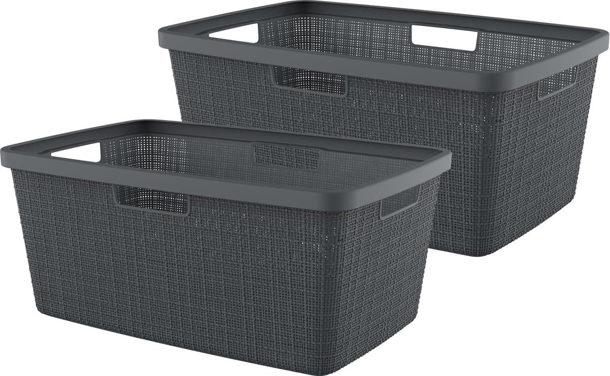 Curver Jute Wasmand - 46L - 2 stuks - Donkergrijs — afbeelding 1