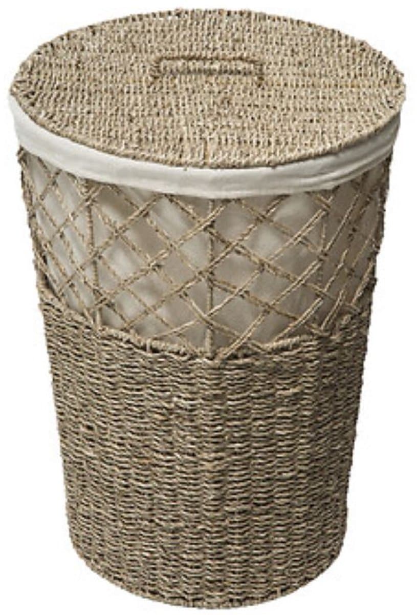 Rieten Wasmand - Wasmand van Riet - Laundry Basket - Met Uitneembare Katoenen Waszak - Voor Wasgoed & Kleding - Max. 30 kg - 41 Liters - Rond - Ø38 x 55 cm - Bruin — afbeelding 1