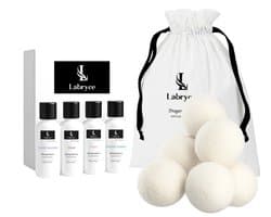 Drogerballen Wol Labryce - 6 Stuks + Wasparfum Proefpakket 4 x 30 ml