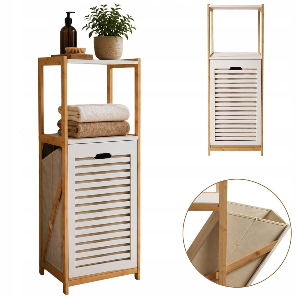 Bamboe wasmand beige 33x36x98 cm - Stijlvol en ruimtebesparend — afbeelding 1