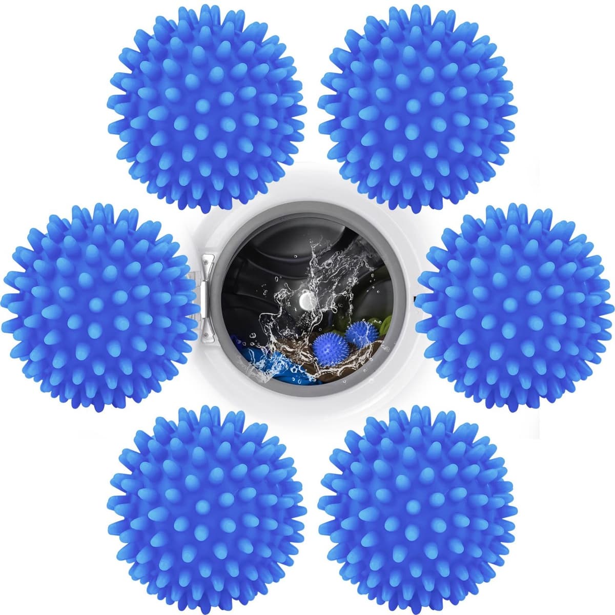 6 stuks drogerballen voor wasdrogers, wasballen, drogerballen voor donsjassen, wasbal voor wasmachine, ballen voor droger, drogerbal, herbruikbare drogerbal — afbeelding 1