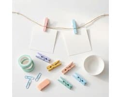 Mini Knijpers Pastel - 30 Houten Mini Knijpertjes