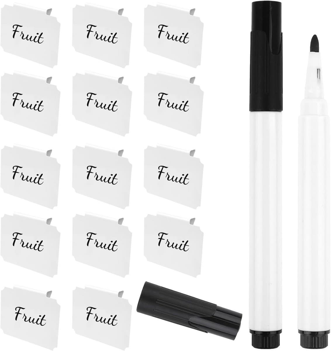 Manden Label Clips - Set van 14 met Witte Markeerstiften voor Organisatie — afbeelding 1