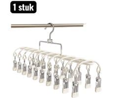 1 stuk - Kledingrekken - Zeilklemmen - 20 Klemmen Drogenrek - RVS Sokken en Ondergoed Drogers - Huishoudelijke wasklemmen - Gebroken wit