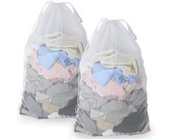 2 stuks Mesh Waszakken Met Trekkoord - 60x90 cm Herbruikbare Wasmachine Zak - Voor Delicate Was En Babykleding - Ideaal Voor Studentenhuis Woning En Reizen - Organizer Voor Bovenkleding Sokken En Panty's
