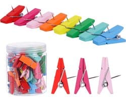 50x Kleurrijke Houten Push Pin Clips voor Prikbord en Foto's - Multifunctionele Plakspelden