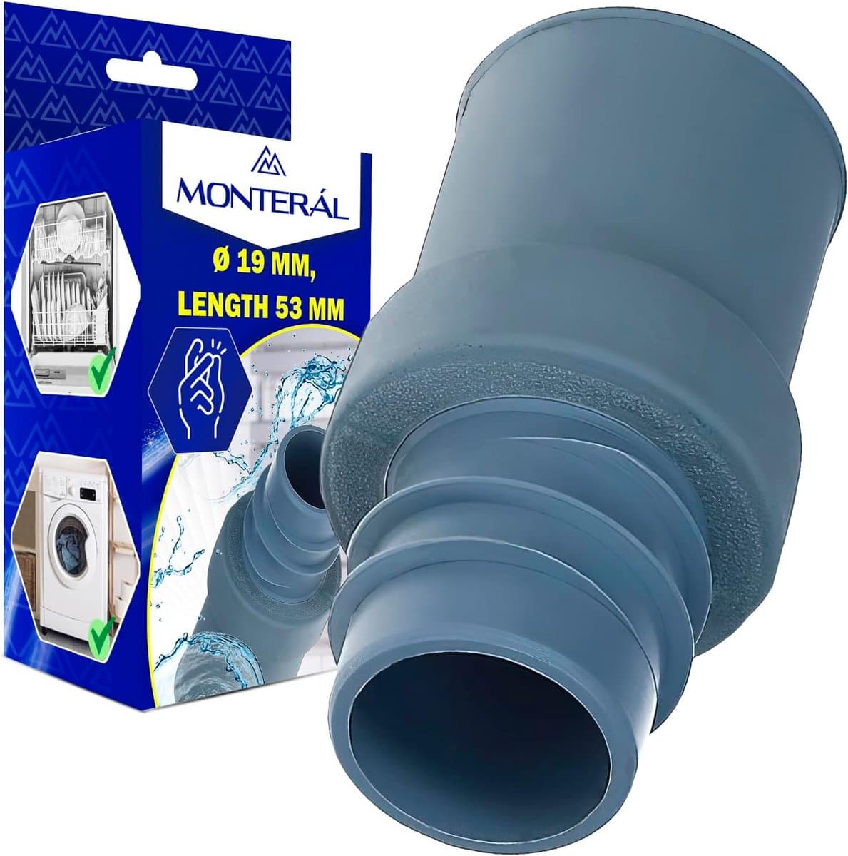 Afvoerslang Adapter voor Wasmachine en Vaatwasser Ø 19 mm — afbeelding 1